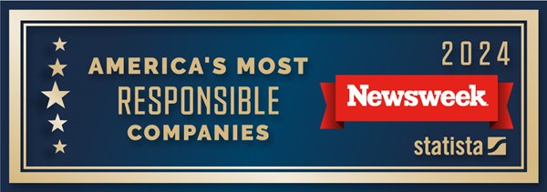Awards banner with Newsweek logo that reads "America's Most Responsible Companies 2024"