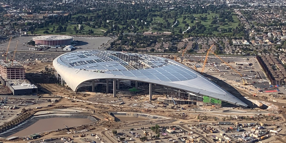 SoFI Stadium under construction in Inglewood, California