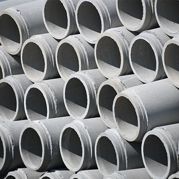 Precast concrete piping stacked up