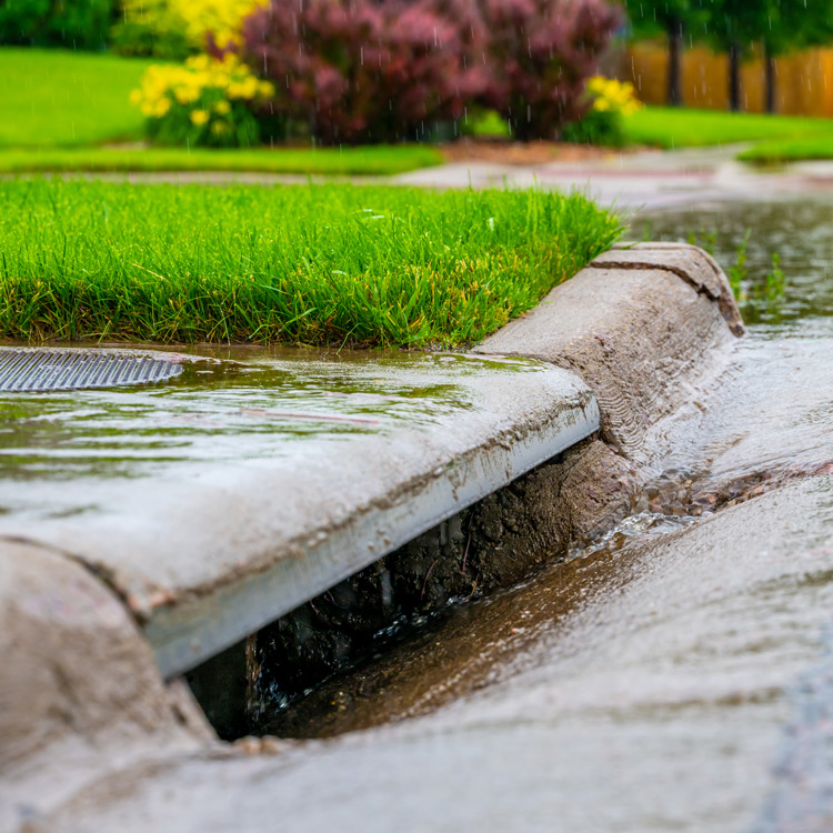 Water flowing into a drainage inlet