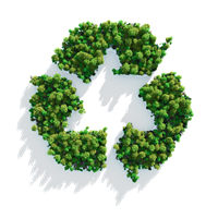 Recycling icon with arrows made of green trees.
