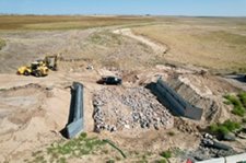 A prepared site ready to receive the prefabricated bridge span.